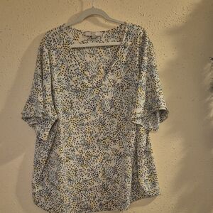 LOFT Multicolor Leaf Print Blouse